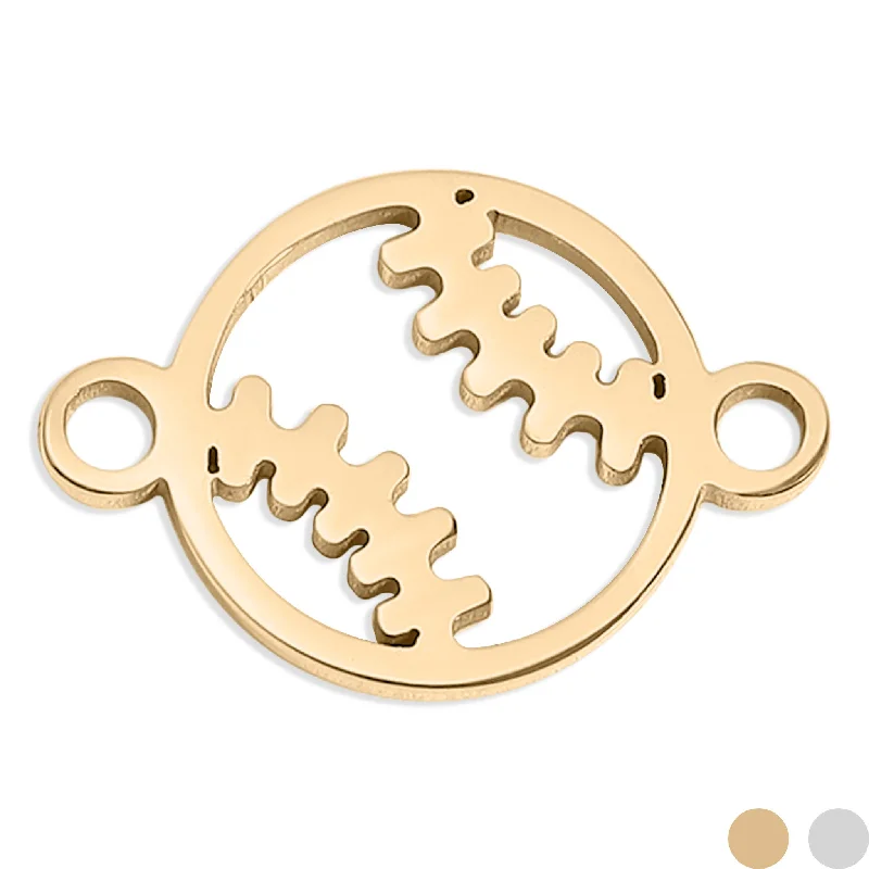 18K Gold PVD Stainless Steel Baseball Connector Charm / PDL0158