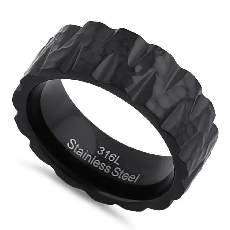 Stainless Steel Men's Black Tire Wedding Band