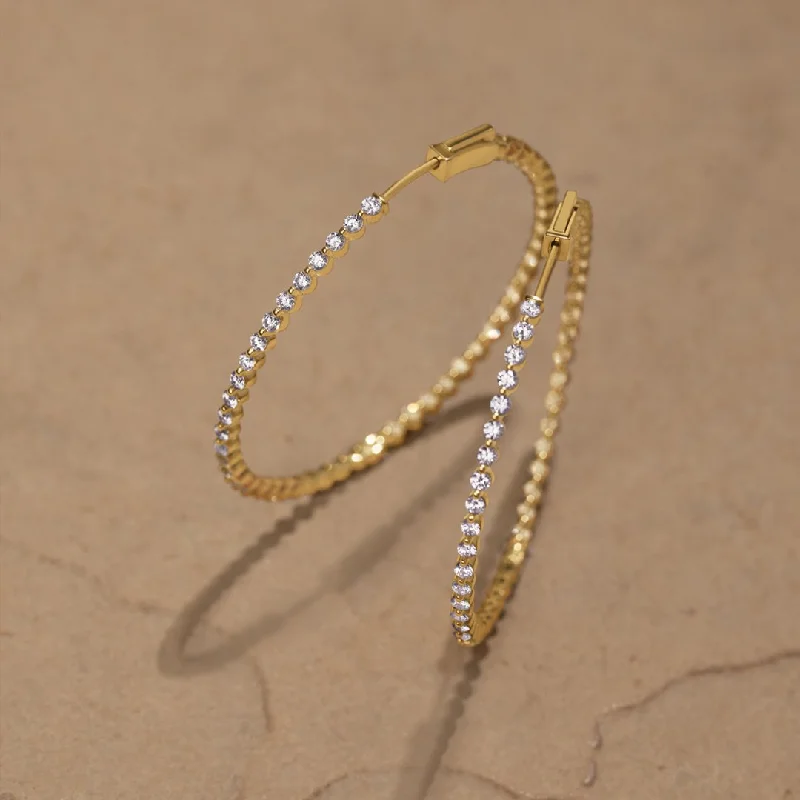 Round Brilliant Floating Hoop Earrings