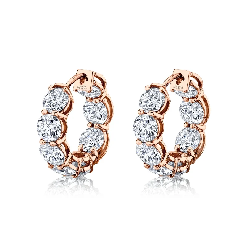 Norman Silverman Signature Round Diamond Huggies in Rose Gold