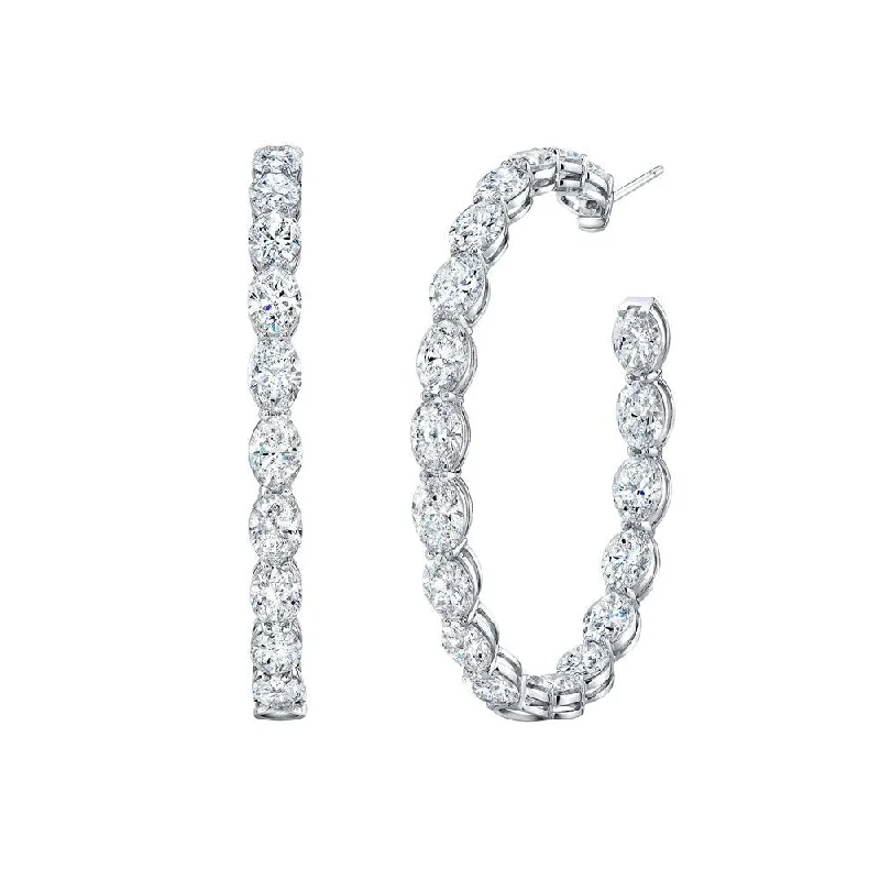 Oval-cut Diamond Hoop Earrings