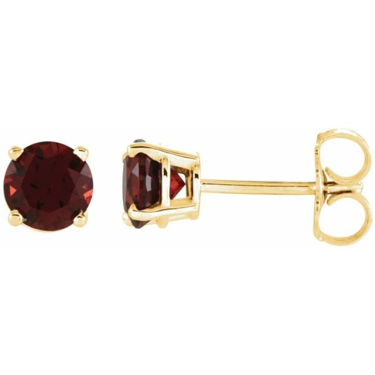 14K Yellow 5 mm Natural Mozambique Garnet Stud Earrings