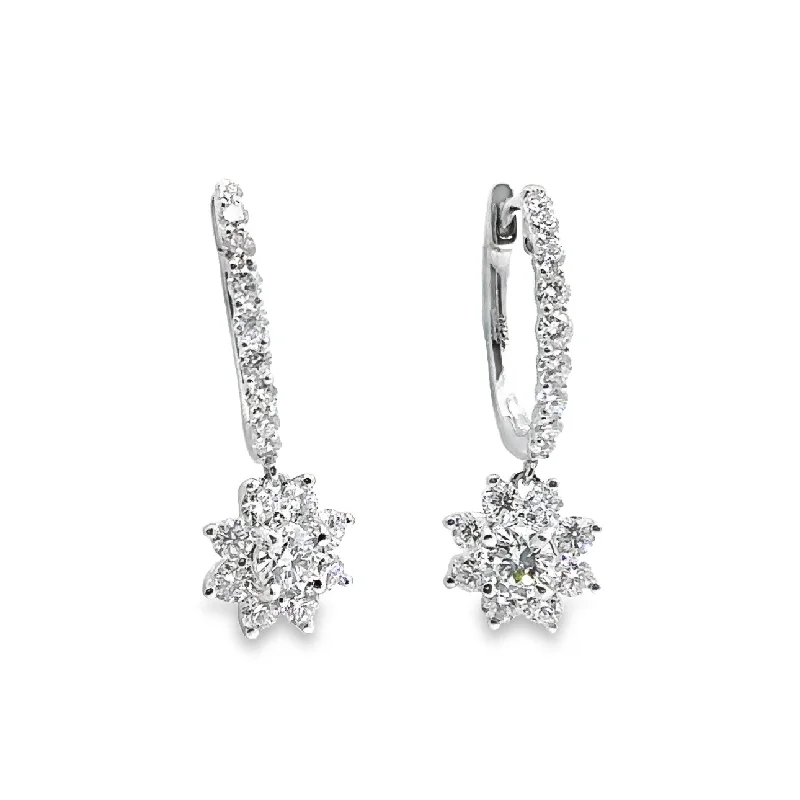 Forevermark White Gold Diamond Halo Drop Earrings