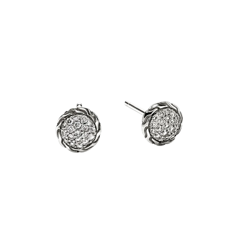 John Hardy Essentials Sterling Silver Diamond Stud Earrings