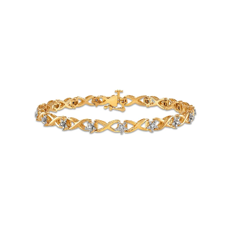 1/10 CTW Diamond 7-inch Infinity Tennis Bracelet in Yellow Gold Plated Sterling Silver