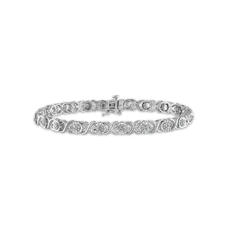 1/4 CTW Diamond Tennis XOXO 7-inch Bracelet in Sterling Silver