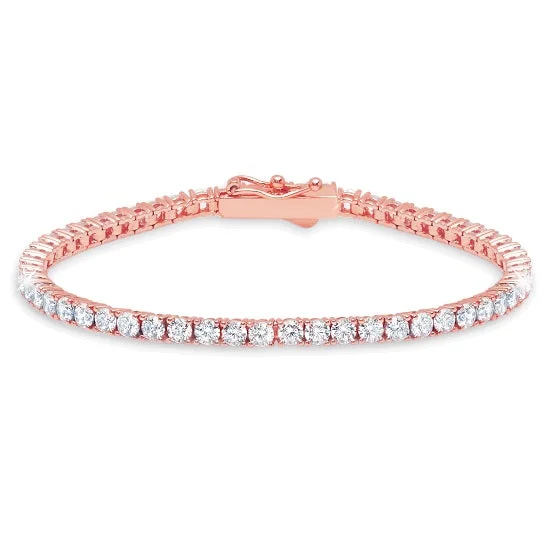 Crislu 18KT Rose Gold Plated Sterling Silver Round Cubic Zirconia 7-inch Tennis Bracelet