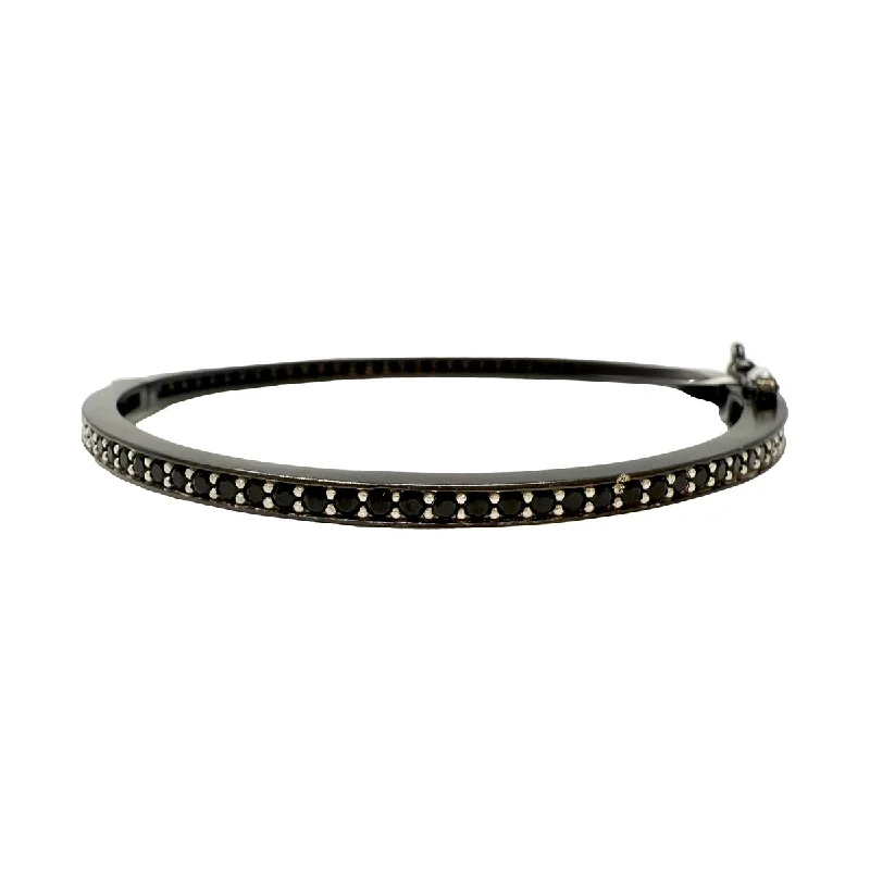 Freida Rothman Industrial Finish Ribbed Metro Pave Hinge Bracelet